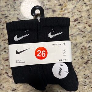 Nike Dri-FIT Youth 10C to 3Y Black Crew Socks - 6 Pair